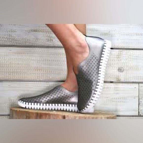 Ilse Jacobsen Hornbak Tulip Slip On Platform Flats in Gunmetal Size 8.5-9 - Picture 1 of 14